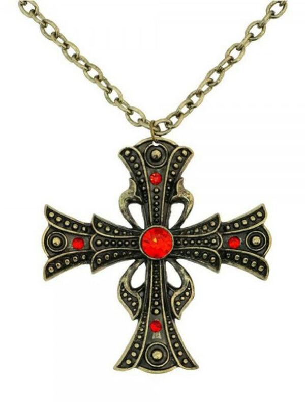 Kostümzubehör Halskette Kreuz gold