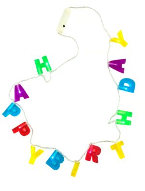 Kostümzubehör Halskette LED Happy Birthday 45cm bunt Farbe: bunt