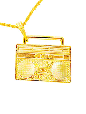 Kostümzubehör Halskette Musik-Box gold lang