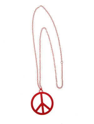 Kostümzubehör Halskette Peacezeichen rot