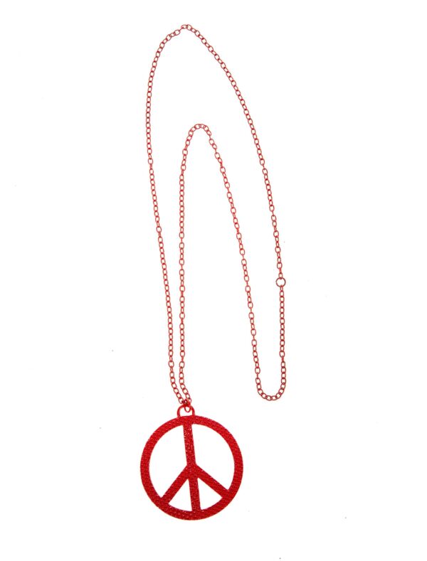 Kostümzubehör Halskette Peacezeichen rot