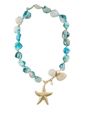 Kostümzubehör Halskette Seestern Damen türkis