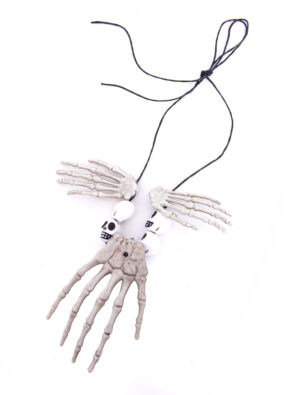 Kostümzubehör Halskette Skeletthände Farbe: cremeweiß