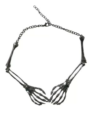 Kostümzubehör Halskette Skeletthände schwarz