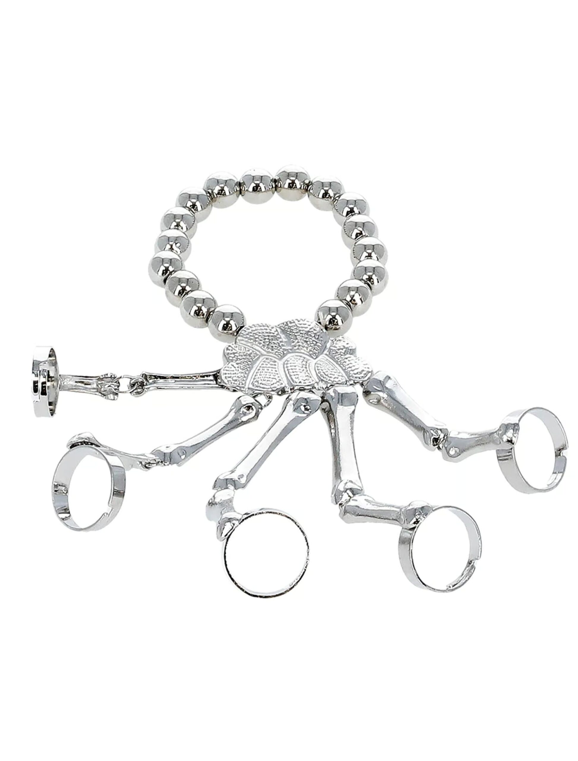 Kostümzubehör Handschmuck Skelett silber 1 Kostümzubehör Handschmuck Skelett silber