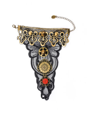 Kostümzubehör Handschmuck Zahnrad schwarz