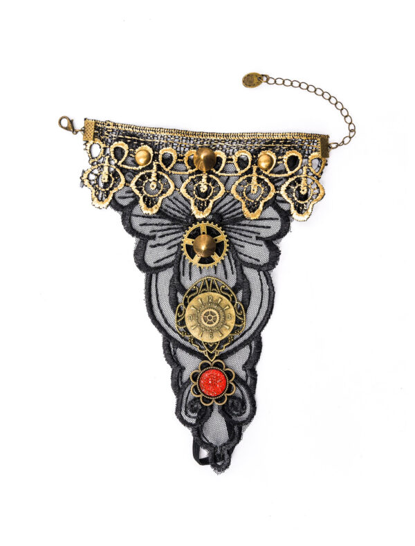 Kostümzubehör Handschmuck Zahnrad schwarz
