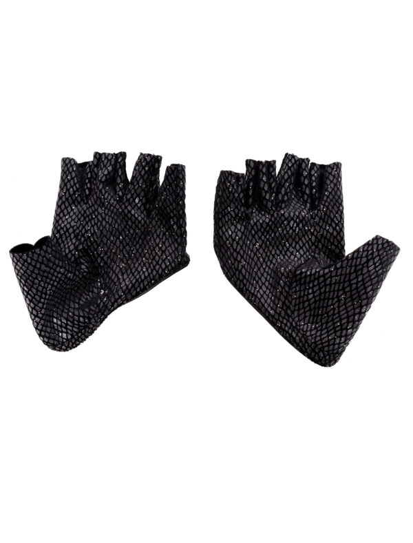 Kostümzubehör Handschuhe Glitzer fingerlos schwarz