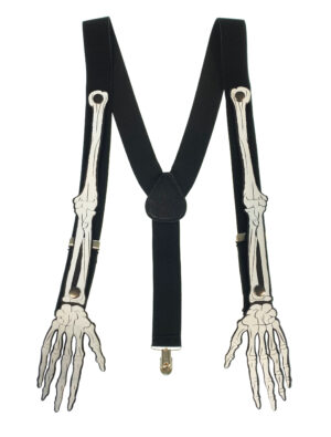 Kostümzubehör Hosenträger Skeletthände schwarz/weiß