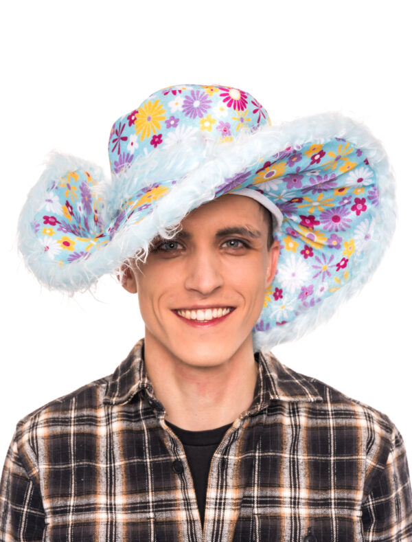Kostümzubehör Hut Hippie Blumen blau one size