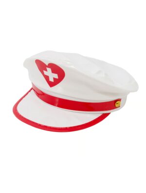 Kostümzubehör Kappe Krankenschwester weiß/rot one size