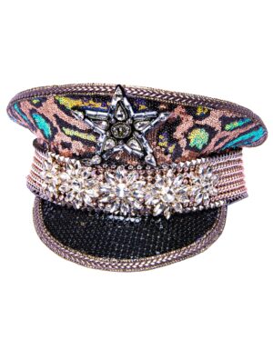 Kostümzubehör Kappe Pailletten kupfer/schwarz mit Stern