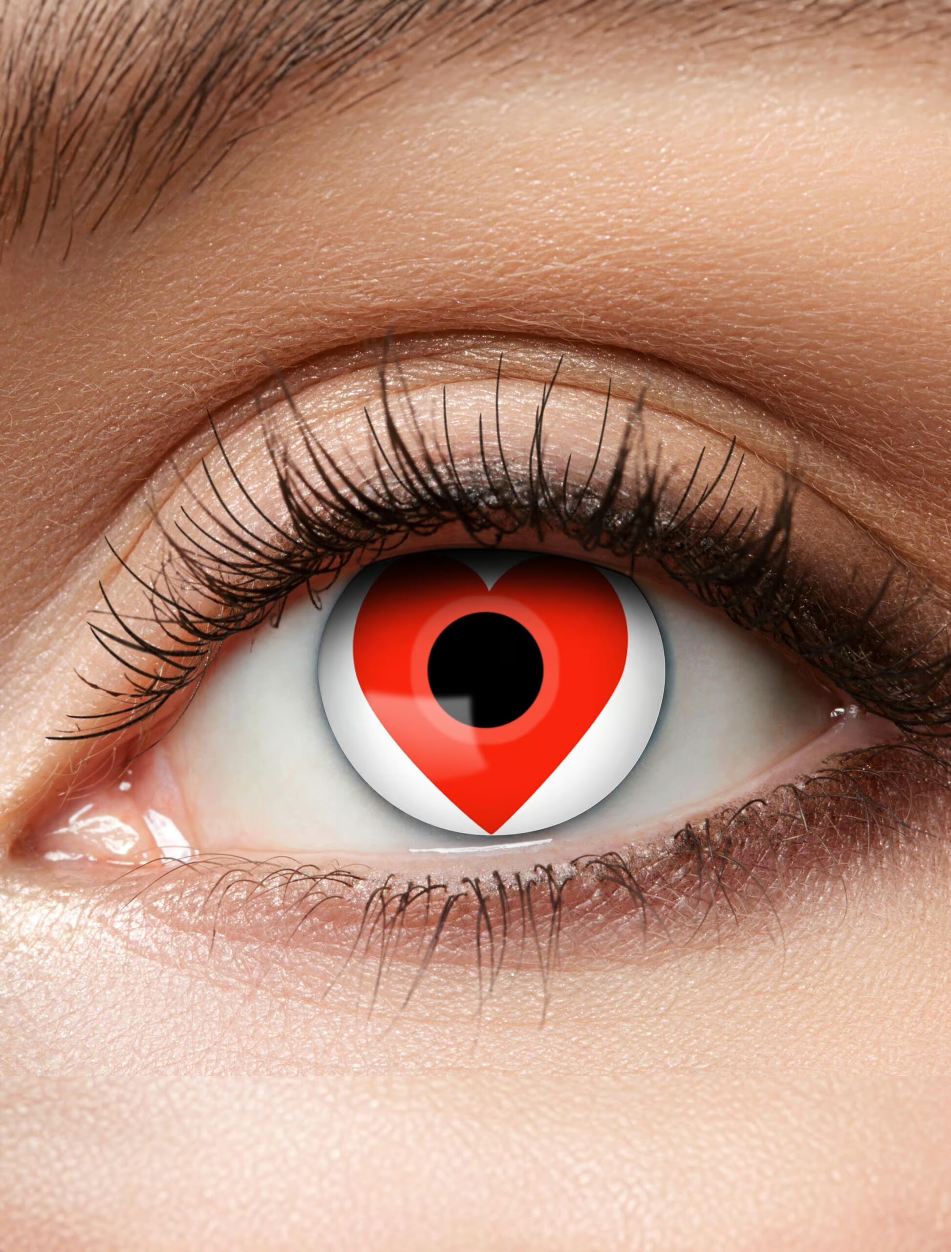 Kostümzubehör Kontaktlinsen Heart Farbe: weiß/rot 1 Kostümzubehör Kontaktlinsen Heart Farbe: weiß/rot