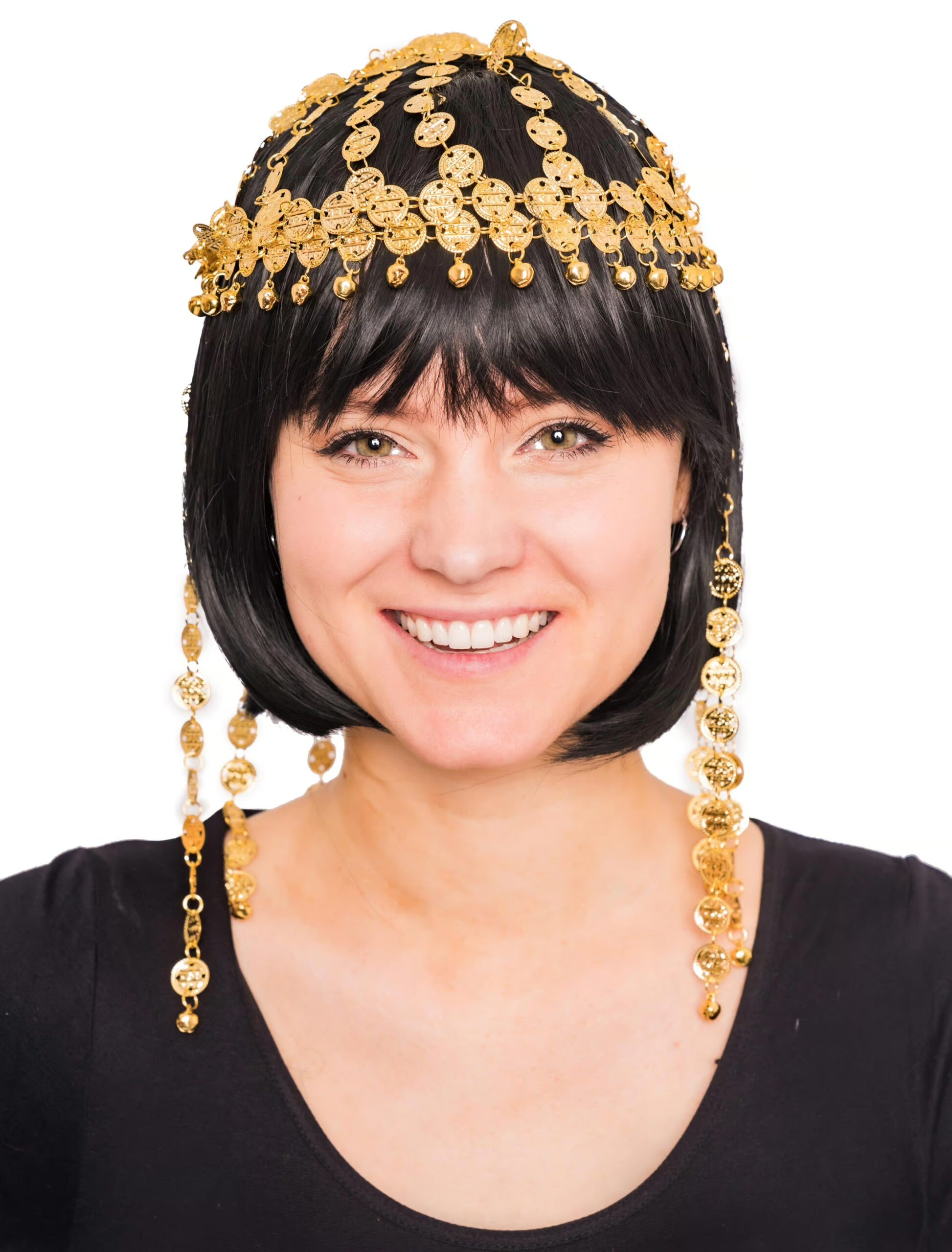 Kostümzubehör Kopfschmuck mit Münzen gold 1 Kostümzubehör Kopfschmuck mit Münzen gold