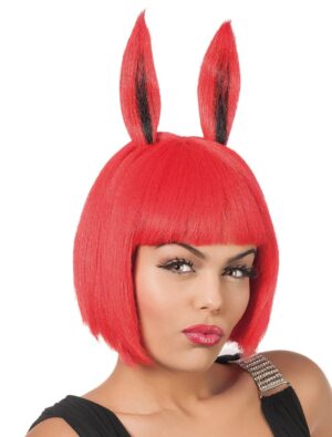 Kostümzubehör Kostümzubehör Perücke Bob mit Ohren rot