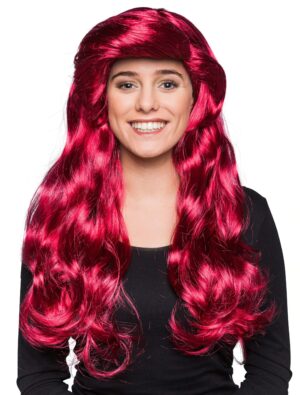 Kostümzubehör Kostümzubehör Perücke Meerjungfrau lang wellig fuchsia
