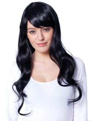 Kostümzubehör Kostümzubehör Perücke Popsternchen lang wellig Pony schwarz one size