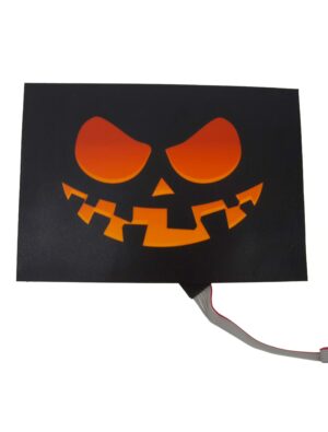 Kostümzubehör Leuchtplatte LED mit Kürbismotiv 20x14cm schwarz/orange