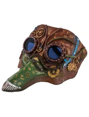 Kostümzubehör Maske Steampunk Rabe grün/braun