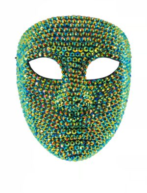 Kostümzubehör Maske Strass türkis