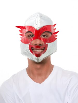 Kostümzubehör Maske Wrestling rot/silber one size