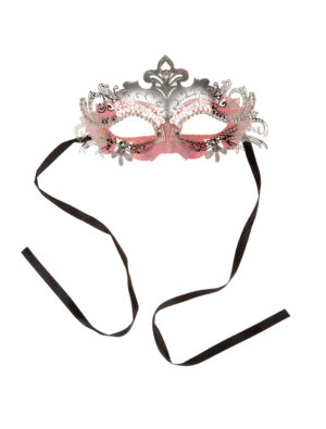 Kostümzubehör Maske mit Kristallen pink/silber