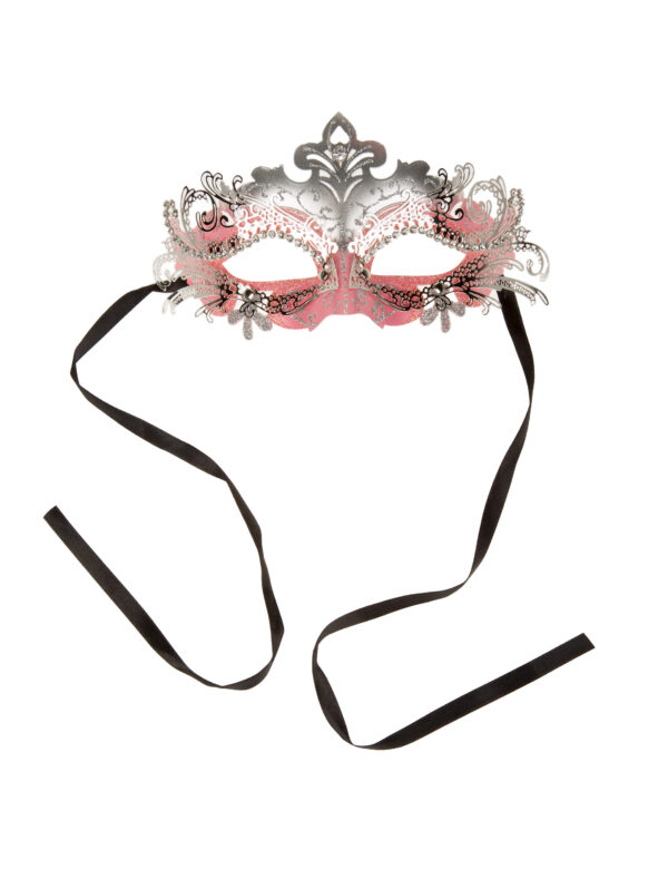 Kostümzubehör Maske mit Kristallen pink/silber