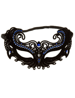 Kostümzubehör Maske mit lila Kristallen schwarz