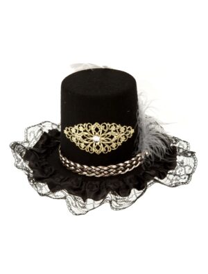 Kostümzubehör Mini Zylinder Steampunk mit Clip schwarz