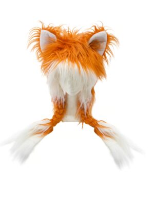 Kostümzubehör Mütze Fuchs mit geflochtenen Zöpfen braun/weiß one size