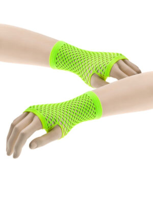 Kostümzubehör Netzhandschuhe fingerlos kurz neongrün