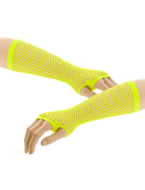 Kostümzubehör Netzhandschuhe fingerlos lang gelb