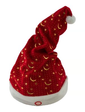 Kostümzubehör Nikolausmütze tanzend mit Sound rot/gold one size