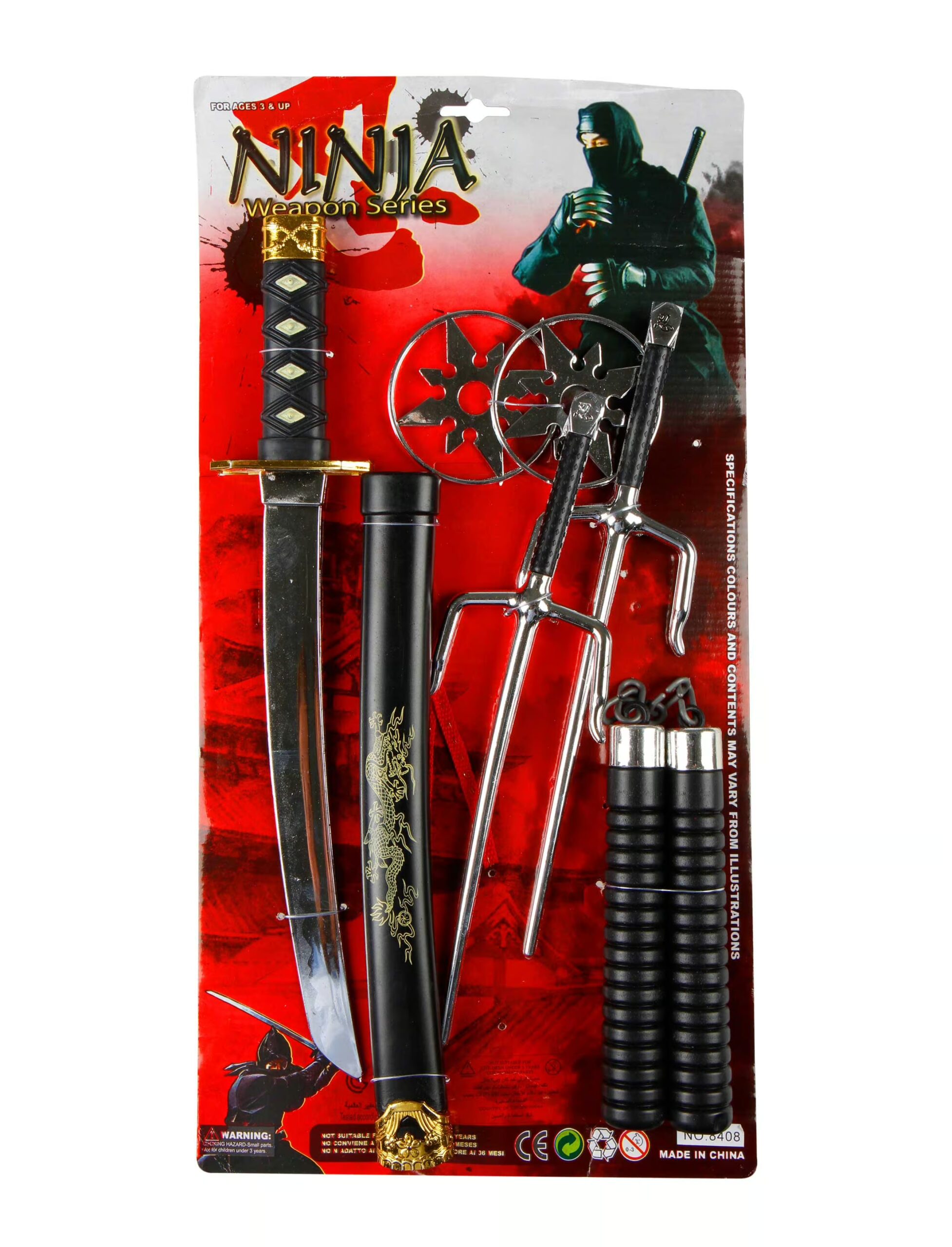 Kostümzubehör Ninja Waffen Set schwarz 6-tlg. 1 Kostümzubehör Ninja Waffen Set schwarz 6-tlg.