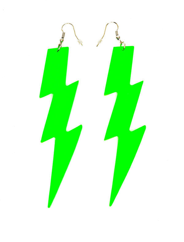 Kostümzubehör Ohrringe Blitz neongrün