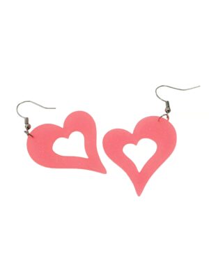 Kostümzubehör Ohrringe Herz Neon rosa
