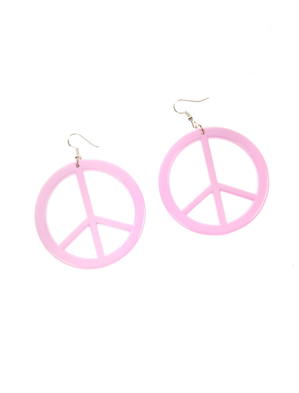 Kostümzubehör Ohrringe Peacezeichen rosa