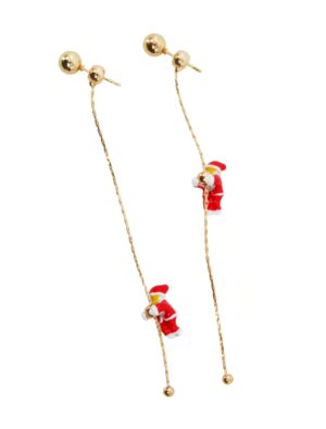 Kostümzubehör Ohrringe Santa Claus am Seil rot/weiß