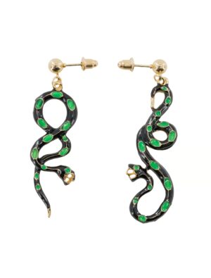 Kostümzubehör Ohrringe Schlangen Animal print Damen schwarz/grün