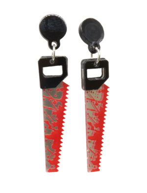 Kostümzubehör Ohrringe blutige Säge schwarz/rot
