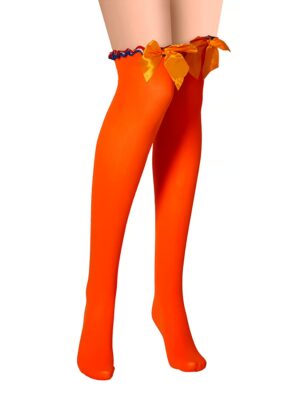 Kostümzubehör Overknee Strümpfe mit Schleife Damen orange one size