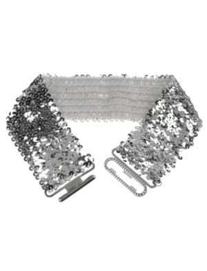 Kostümzubehör Paillettengürtel silber