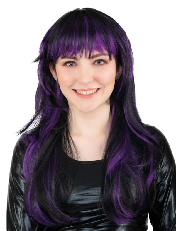 Kostümzubehör Perücke Mullet Langhaar schwarz/lila