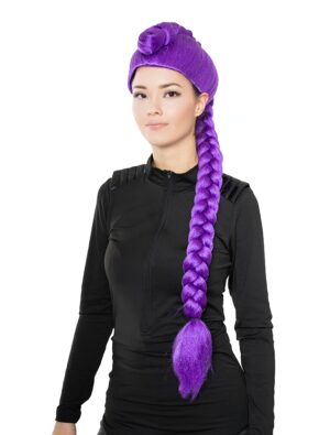 Kostümzubehör Perücke mit langem geflochtenem Zopf Damen lila