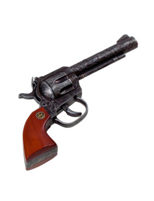 Kostümzubehör Pistole Sheriff antik mit Holzgriff 100-Schuss Farbe: braun