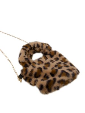 Kostümzubehör Plüschtasche Leopard beige/braun