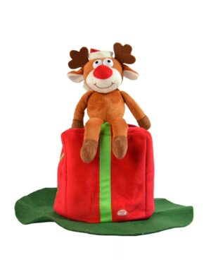 Kostümzubehör Rentiermütze tanzend mit Sound 38 x 35cm rot/braun one size