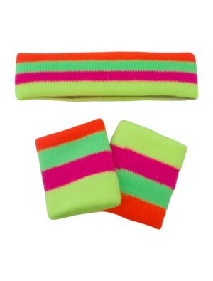 Kostümzubehör Schweißband-Set Neon bunt