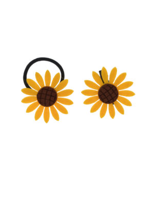 Kostümzubehör Set Haarklammer und Haargummi Sonnenblume gold/braun