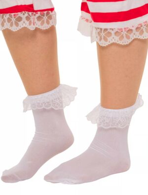 Kostümzubehör Socken mit Spitze und Schleife weiß one size